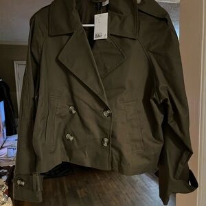 H&M Khaki Double-Breasted Trench Coat